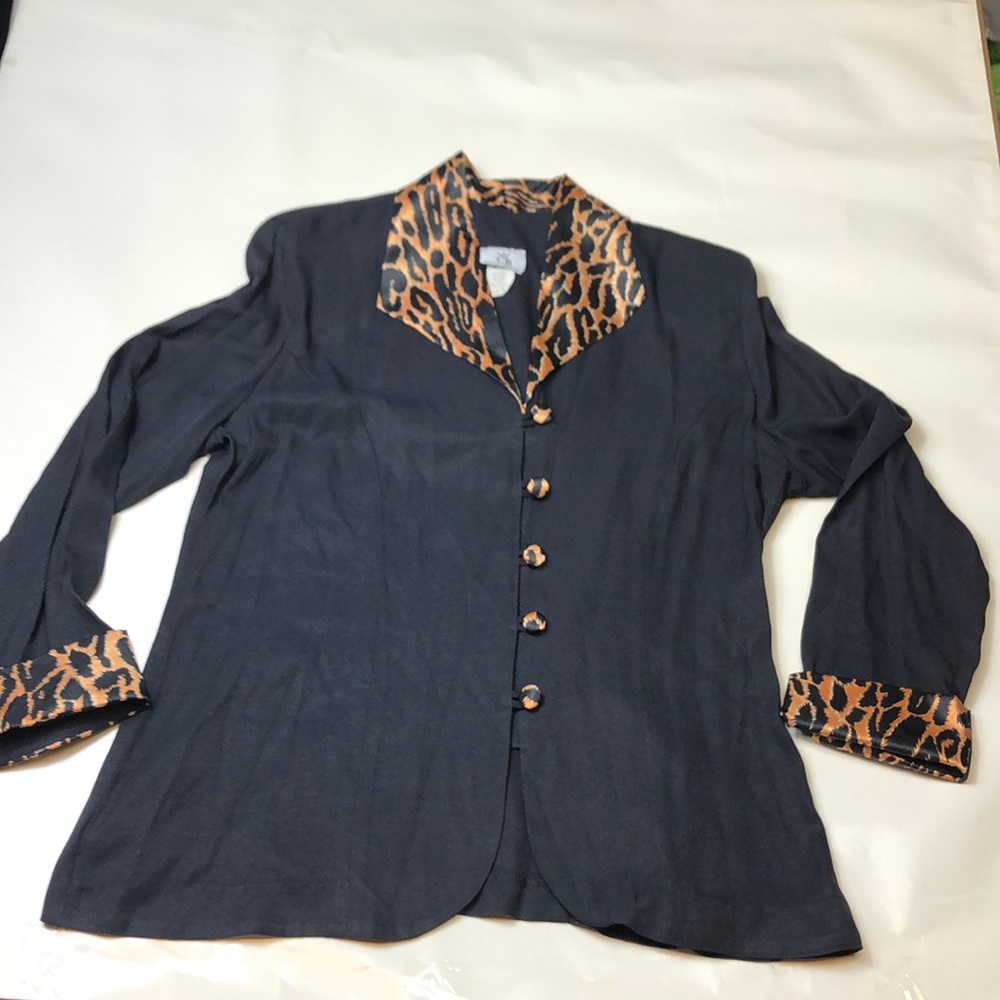 Vintage CB New York Dark Navy Blue Animal Print